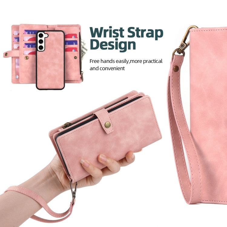 For Samsung Galaxy S23 5G Zipper Wallet Magnetic Detachable Leather Phone Case(Pink) - free shipping - PMC TechLife - Order now!