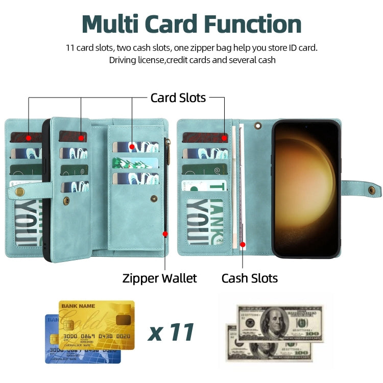 For Samsung Galaxy S23 5G Zipper Wallet Magnetic Detachable Leather Phone Case(Blue) - free shipping - PMC TechLife - Order now!