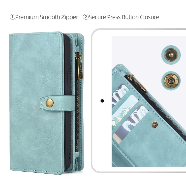 For Samsung Galaxy S22 5G Zipper Wallet Magnetic Detachable Leather Phone Case(Blue) - free shipping - PMC TechLife - Order now!
