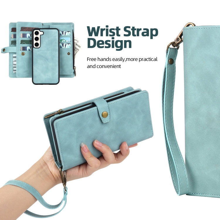 For Samsung Galaxy S22 5G Zipper Wallet Magnetic Detachable Leather Phone Case(Blue) - free shipping - PMC TechLife - Order now!