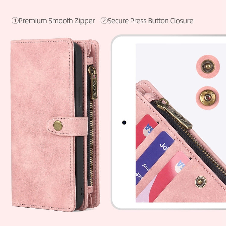 For Samsung Galaxy S22+ 5G Zipper Wallet Magnetic Detachable Leather Phone Case(Pink) - free shipping - PMC TechLife - Order now!