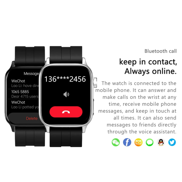 GT22 1.85 inch TFT Screen Silicone Band Health Smart Watch, Support Bluetooth Call / Plateau Blood Oxygen / Body Temperature / Arrhythmia / TI Heart Rate Monitoring(Black) -  by PMC TechLife | Online Shopping South Africa | PMC TechLife