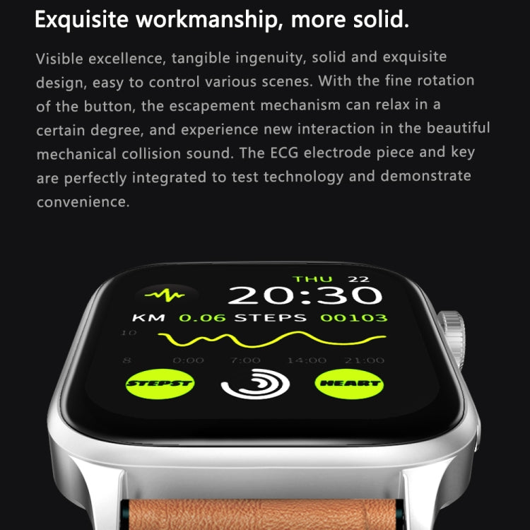 GT22 1.85 inch TFT Screen Leather Band Health Smart Watch, Support Bluetooth Call / Plateau Blood Oxygen / Body Temperature / Arrhythmia / TI Heart Rate Monitoring(Brown) -  by PMC TechLife | Online Shopping South Africa | PMC TechLife