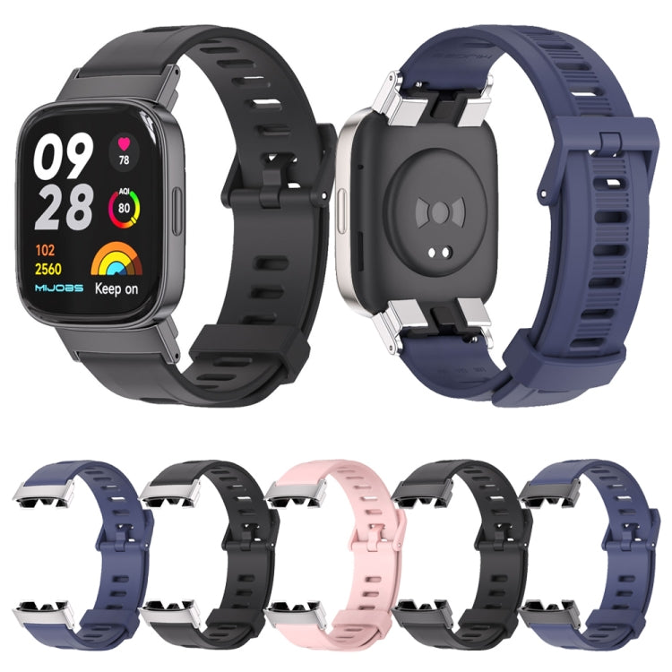 For Redmi Watch 3 Mijobs Flat Hole Breathable TPU Watch Band(Black+Silver) - Watch Bands by MIJOBS | Online Shopping South Africa | PMC TechLife | Buy Now Pay Later Mobicred