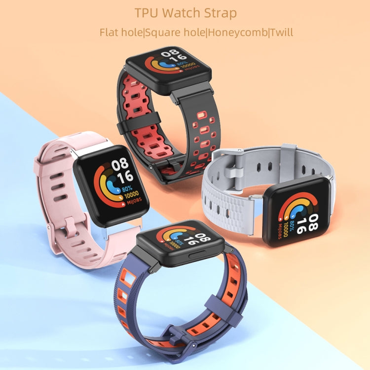 For Redmi Watch 3 Mijobs Flat Hole Breathable TPU Watch Band(Black+Silver) - Watch Bands by MIJOBS | Online Shopping South Africa | PMC TechLife | Buy Now Pay Later Mobicred
