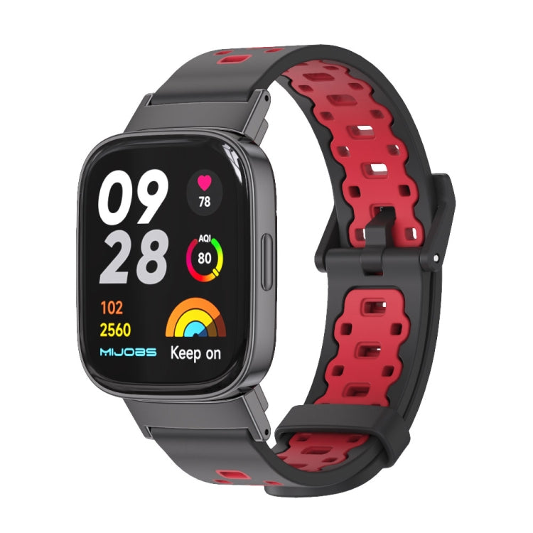 For Redmi Watch 3 Mijobs Square Hole Breathable TPU Watch Band(Black Red) -  by MIJOBS | Online Shopping South Africa | PMC Jewellery