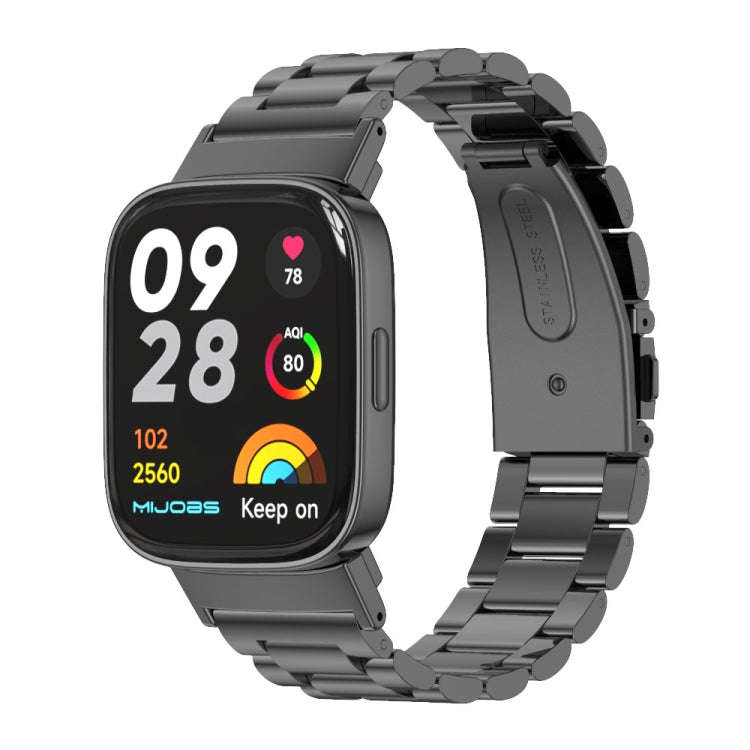 For Redmi Watch 3 Mijobs Three-Bead Metal Stainless Steel Watch Band(Black) - free shipping - PMC TechLife - Order now!