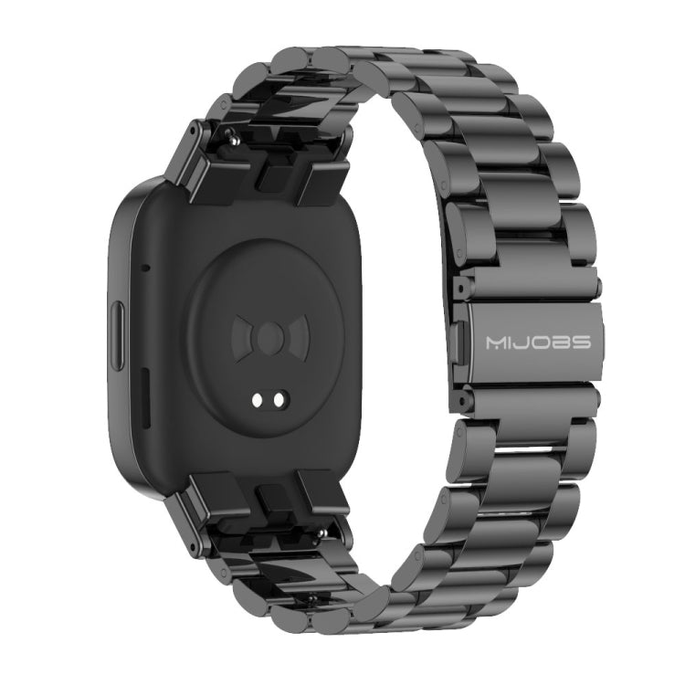 For Redmi Watch 3 Mijobs Three-Bead Metal Stainless Steel Watch Band(Black) -  by MIJOBS | Online Shopping South Africa | PMC Jewellery