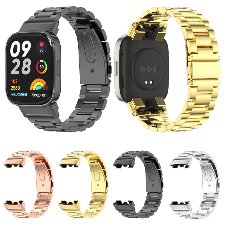 For Redmi Watch 3 Mijobs Three-Bead Metal Stainless Steel Watch Band(Black) - free shipping - PMC TechLife - Order now!