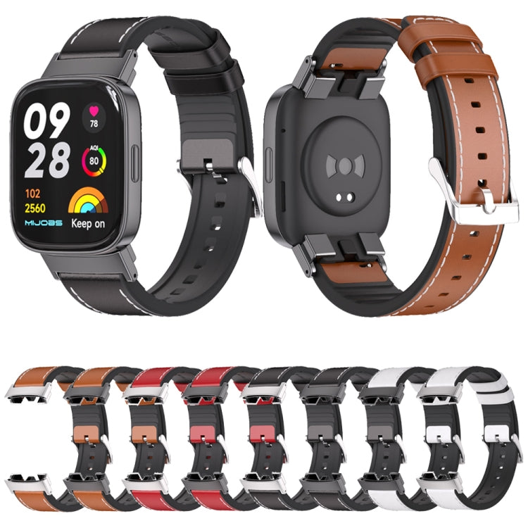 For Redmi Watch 3 Mijobs TPU Leather Watch Band(Brown Black) -  by MIJOBS | Online Shopping South Africa | PMC Jewellery