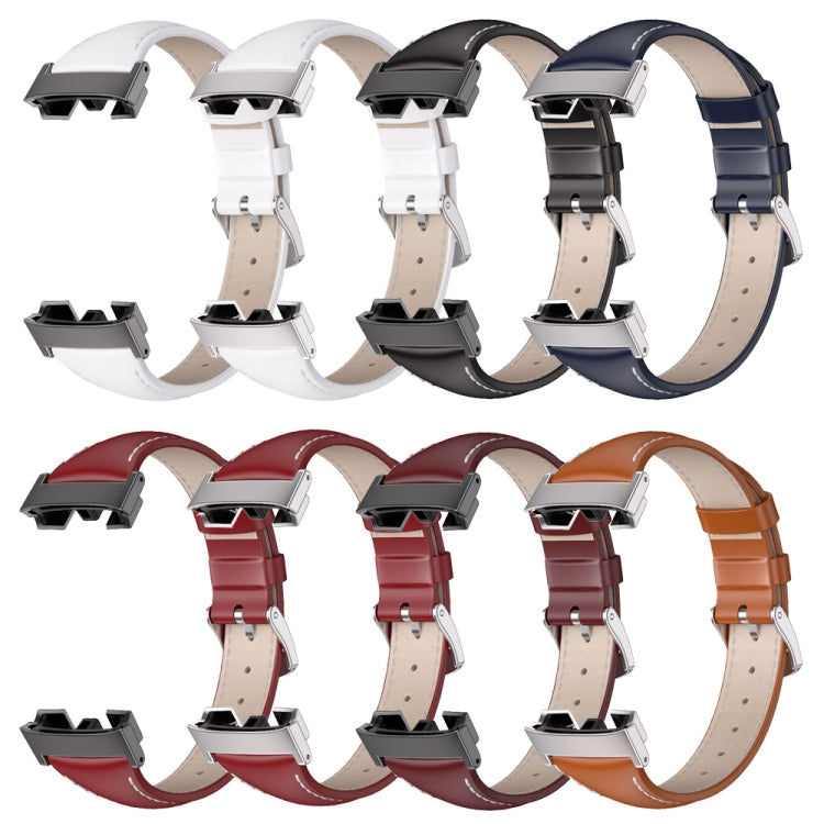 For Redmi Watch 3 Mijobs Genuine Leather Slim Watch Band(Blue Silver) - Watch Bands by MIJOBS | Online Shopping South Africa | PMC TechLife | Buy Now Pay Later Mobicred
