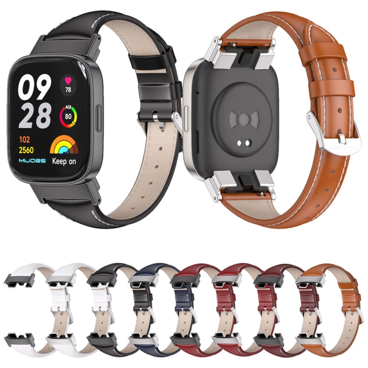 For Redmi Watch 3 Mijobs Genuine Leather Slim Watch Band(Orange Silver) - free shipping - PMC TechLife - Order now!