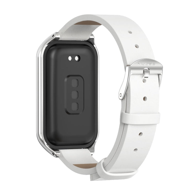 For Redmi Band 2 Mijobs Metal Shell Microfiber PU Leather Watch Band(White Silver) -  by MIJOBS | Online Shopping South Africa | PMC Jewellery