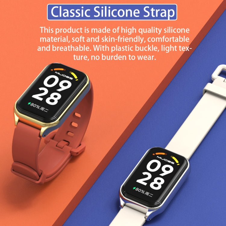 For Xiaomi Smart Band 8 Active / Redmi Band 2 Mijobs Metal Shell Silicone Watch Band(Black Silver) - Watch Bands by MIJOBS | Online Shopping South Africa | PMC TechLife | Buy Now Pay Later Mobicred