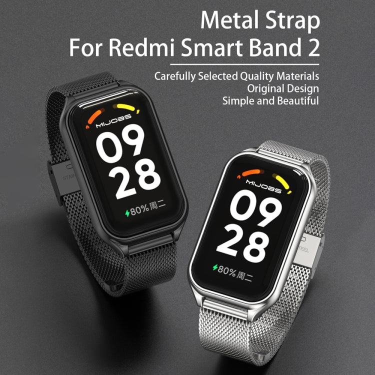 For Xiaomi Smart Band 8 Active / Redmi Band 2 Mijobs Metal Shell + Milan Buckle Metal Watch Band(Black) - free shipping - PMC TechLife - Order now!
