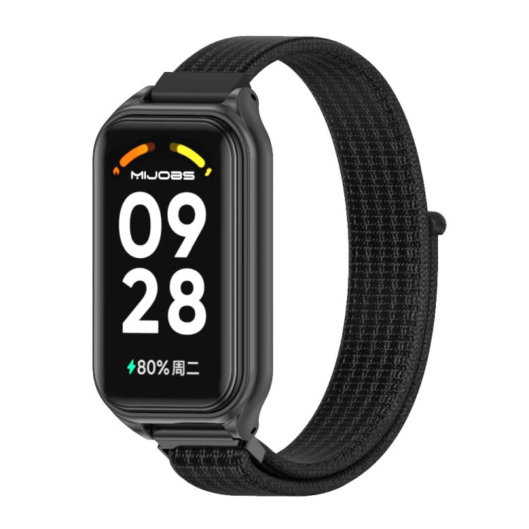 For Redmi Band 2 Mijobs Metal Shell Breathable Nylon Loop Watch Band(Black) -  by MIJOBS | Online Shopping South Africa | PMC Jewellery