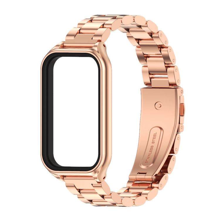 For Xiaomi Smart Band 8 Active / Redmi Band 2 Mijobs Metal Shell + Three-Bead Stainless Steel Watch Band(Rose Gold) - free shipping - PMC TechLife - Order now!