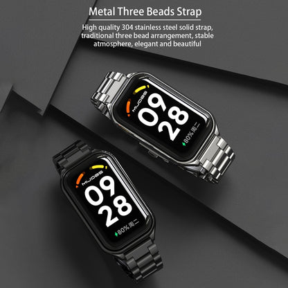 For Redmi Band 2 Mijobs Metal Shell + Three-Bead Stainless Steel Watch Band(Black) -  by MIJOBS | Online Shopping South Africa | PMC Jewellery