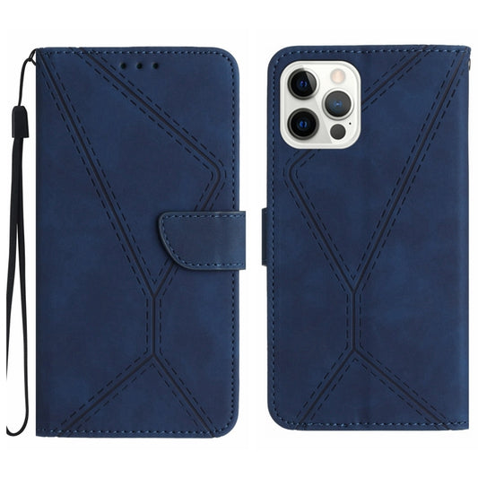 For iPhone 14 Pro Max Stitching Embossed Leather Phone Case(Blue) - iPhone 14 Pro Max Cases by PMC Jewellery | Online Shopping South Africa | PMC Jewellery