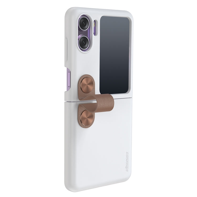 For OPPO Find N2 Flip  NILLKIN Skin Feel Liquid Silicone Phone Case With Finger Strap(White) - free shipping - PMC TechLife - Order now!