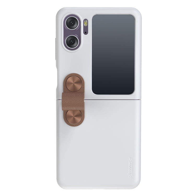 For OPPO Find N2 Flip  NILLKIN Skin Feel Liquid Silicone Phone Case With Finger Strap(White) - free shipping - PMC TechLife - Order now!