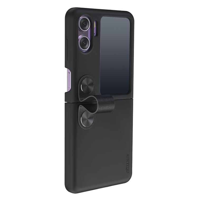 For OPPO Find N2 Flip NILLKIN Skin Feel Liquid Silicone Phone Case With Finger Strap(Black) - OPPO Cases by NILLKIN | Online Shopping South Africa | PMC TechLife | Buy Now Pay Later Mobicred