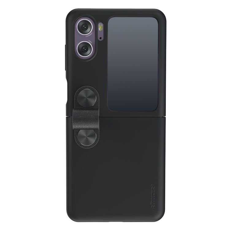 For OPPO Find N2 Flip NILLKIN Skin Feel Liquid Silicone Phone Case With Finger Strap(Black) - OPPO Cases by NILLKIN | Online Shopping South Africa | PMC TechLife | Buy Now Pay Later Mobicred