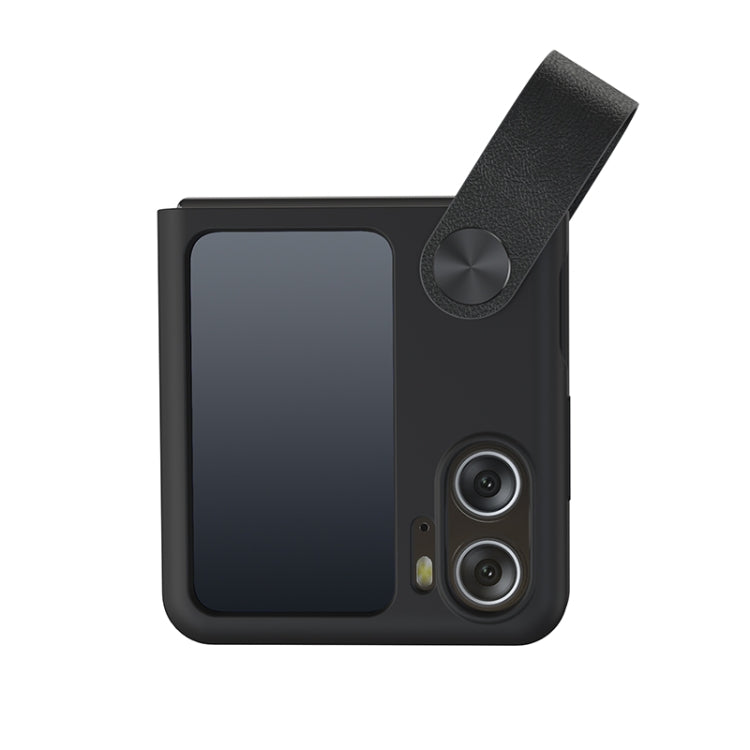 For OPPO Find N2 Flip NILLKIN Skin Feel Liquid Silicone Phone Case With Finger Strap(Black) - OPPO Cases by NILLKIN | Online Shopping South Africa | PMC TechLife | Buy Now Pay Later Mobicred