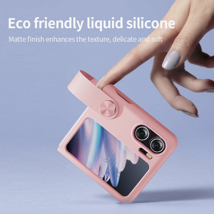 For OPPO Find N2 Flip NILLKIN Skin Feel Liquid Silicone Phone Case With Finger Strap(Black) - OPPO Cases by NILLKIN | Online Shopping South Africa | PMC TechLife | Buy Now Pay Later Mobicred