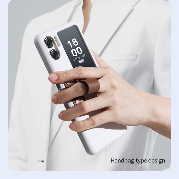 For OPPO Find N2 Flip NILLKIN Skin Feel Liquid Silicone Phone Case With Finger Strap(Black) - OPPO Cases by NILLKIN | Online Shopping South Africa | PMC TechLife | Buy Now Pay Later Mobicred