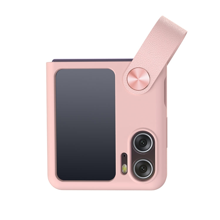 For OPPO Find N2 Flip NILLKIN Skin Feel Liquid Silicone Phone Case With Finger Strap(Pink) - free shipping - PMC TechLife - Order now!