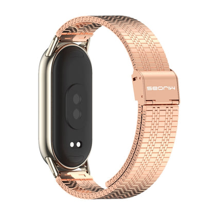 For Xiaomi Mi Band 8 Mijobs Stainless Steel Replacement Watch Band(Rose Gold+Light Gold) -  by MIJOBS | Online Shopping South Africa | PMC Jewellery
