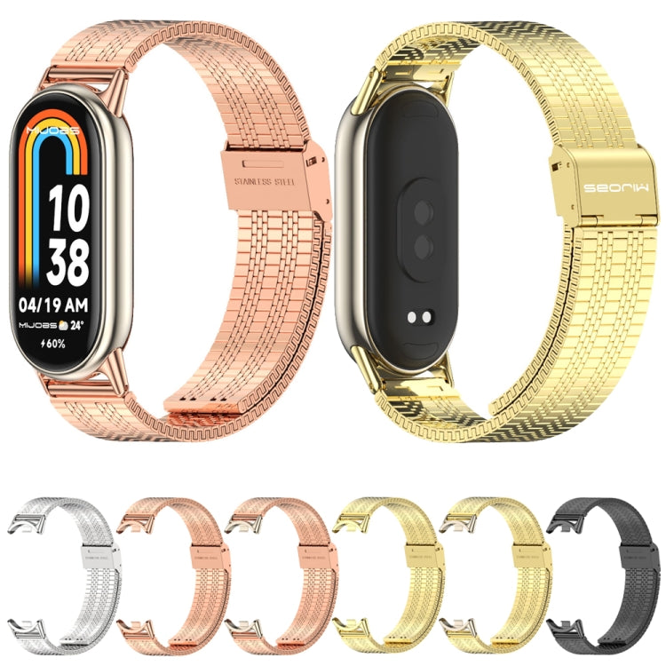 For Xiaomi Mi Band 8 Mijobs Stainless Steel Replacement Watch Band(Rose Gold+Light Gold) -  by MIJOBS | Online Shopping South Africa | PMC Jewellery