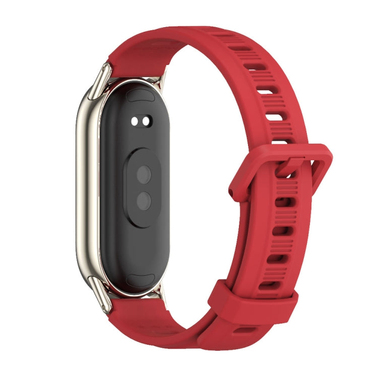 For Xiaomi Mi Band 8 Mijobs Flat Hole Breathable Silicone Watch Band(Red+Light Gold) -  by MIJOBS | Online Shopping South Africa | PMC Jewellery