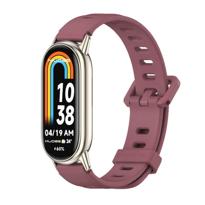 For Xiaomi Mi Band 8 Mijobs Flat Hole Breathable Silicone Watch Band(Wine Red+Light Gold) -  by MIJOBS | Online Shopping South Africa | PMC Jewellery