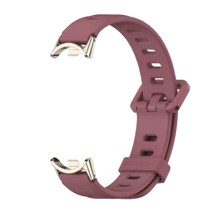 For Xiaomi Mi Band 8 Mijobs Flat Hole Breathable Silicone Watch Band(Wine Red+Light Gold) -  by MIJOBS | Online Shopping South Africa | PMC Jewellery