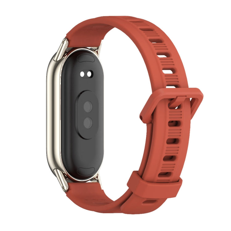 For Xiaomi Mi Band 8 Mijobs Flat Hole Breathable Silicone Watch Band(Orange+Light Gold) -  by MIJOBS | Online Shopping South Africa | PMC Jewellery