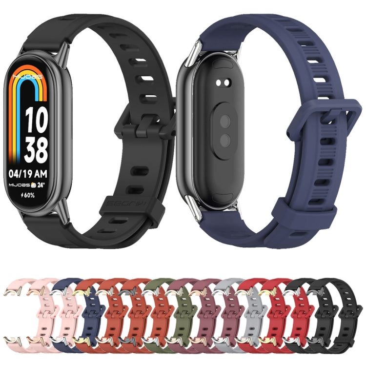 For Xiaomi Mi Band 8 Mijobs Flat Hole Breathable Silicone Watch Band(Midnight Blue+Silver) -  by MIJOBS | Online Shopping South Africa | PMC Jewellery