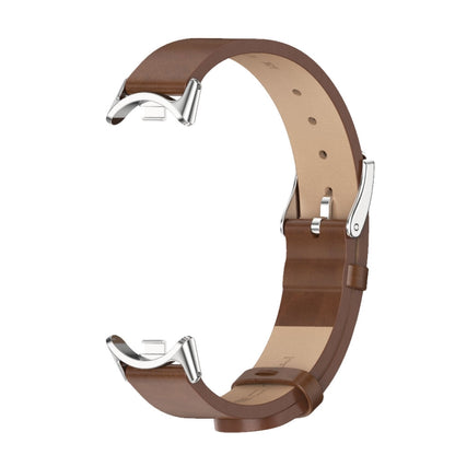 For Xiaomi Mi Band 8 Mijobs Microfiber PU Leather Watch Band(Brown Silver) -  by MIJOBS | Online Shopping South Africa | PMC Jewellery