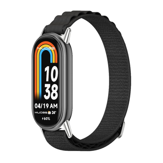 For Xiaomi Mi Band 8 Mijobs Nylon Breathable Watch Band(Black Silver) -  by MIJOBS | Online Shopping South Africa | PMC Jewellery