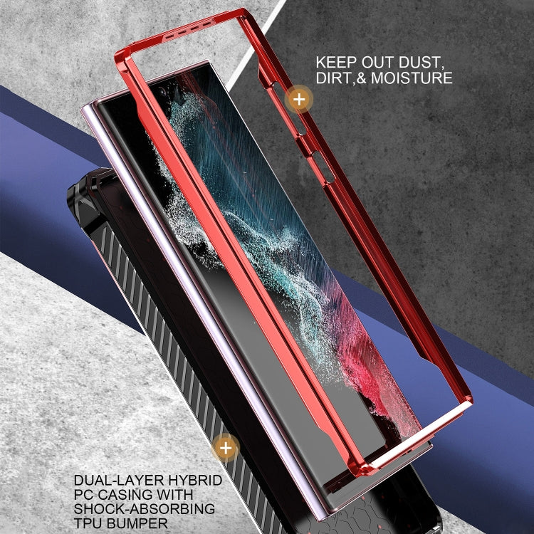 For Samsung Galaxy S21 Ultra 5G Armor Series Holder Phone Case(Red) - free shipping - PMC TechLife - Order now!