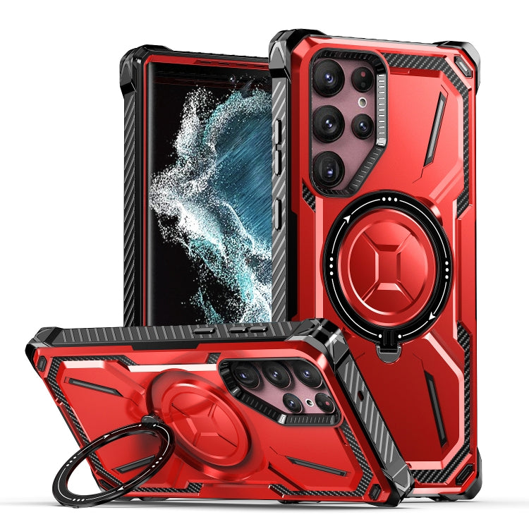 For Samsung Galaxy S21 Ultra 5G Armor Series Holder Phone Case(Red) - free shipping - PMC TechLife - Order now!