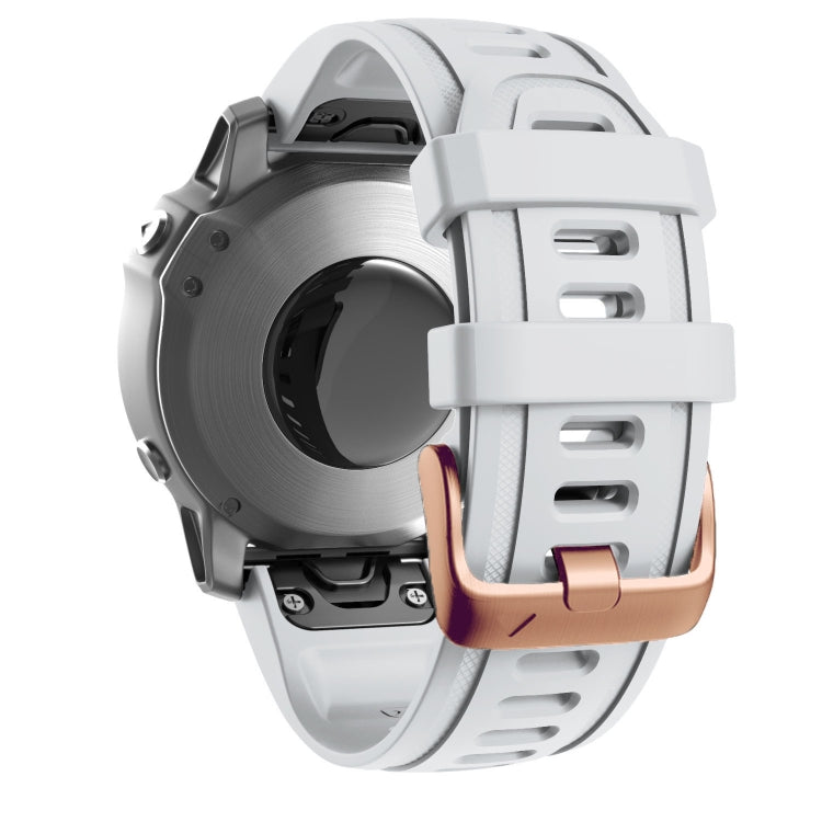 For Garmin Fenix 7S / 6S Pro / 5S Plus 20mm Rose Gold Buckle Silicone Watch Band(White) - Watch Bands by PMC TechLife | Online Shopping South Africa | PMC TechLife