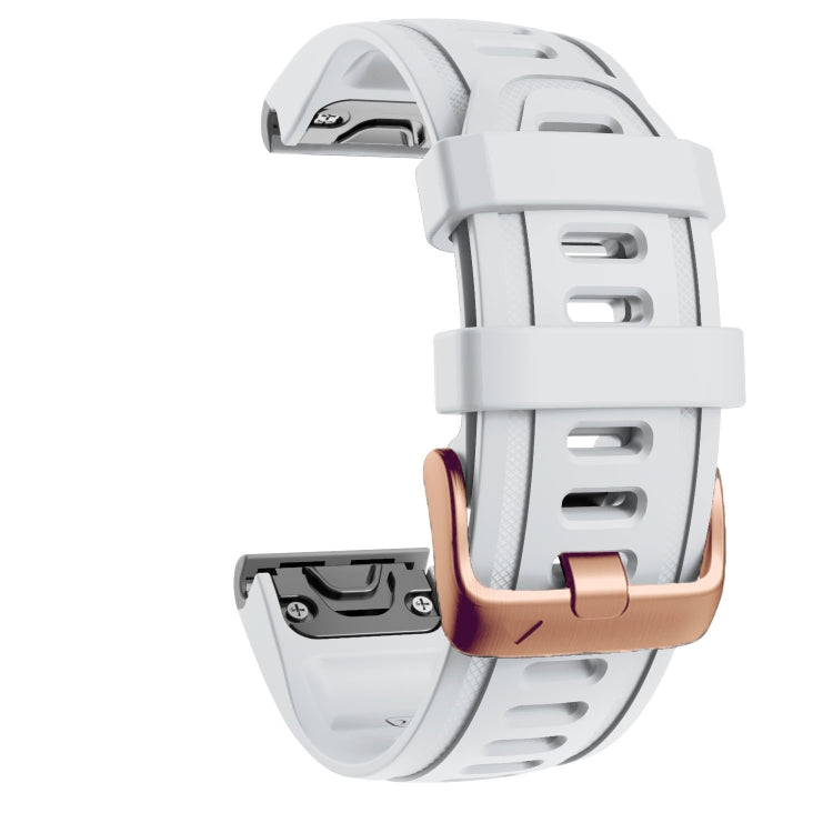For Garmin Fenix 7S / 6S Pro / 5S Plus 20mm Rose Gold Buckle Silicone Watch Band(White) - Watch Bands by PMC TechLife | Online Shopping South Africa | PMC TechLife