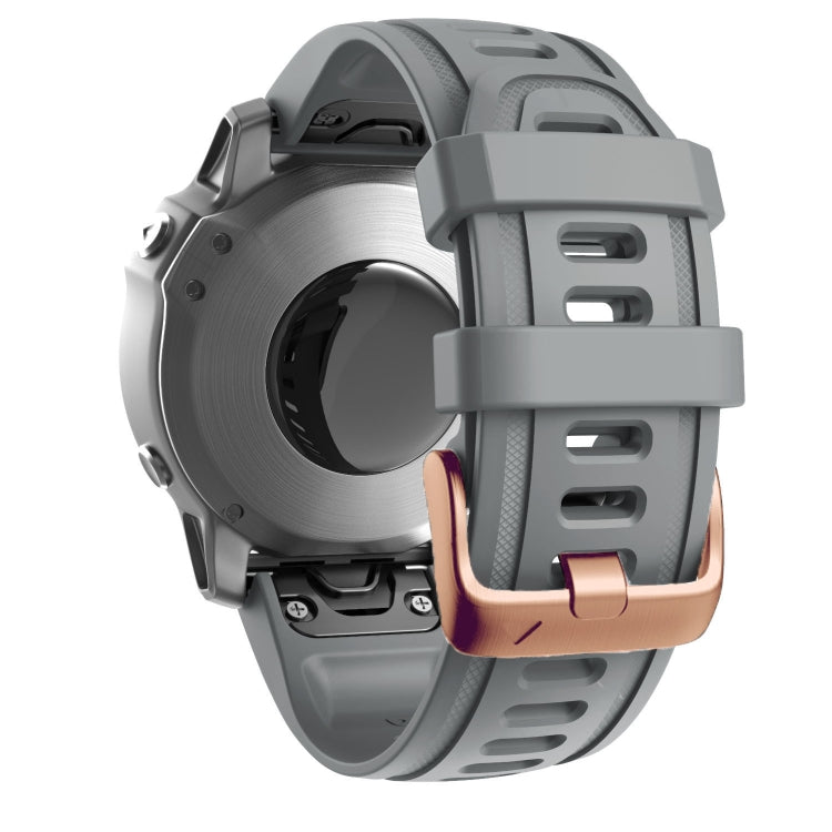 For Garmin Fenix 7S / 6S Pro / 5S Plus 20mm Rose Gold Buckle Silicone Watch Band(Grey) - Watch Bands by PMC TechLife | Online Shopping South Africa | PMC TechLife