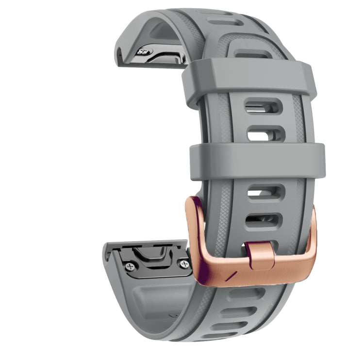 For Garmin Fenix 7S / 6S Pro / 5S Plus 20mm Rose Gold Buckle Silicone Watch Band(Grey) - Watch Bands by PMC TechLife | Online Shopping South Africa | PMC TechLife
