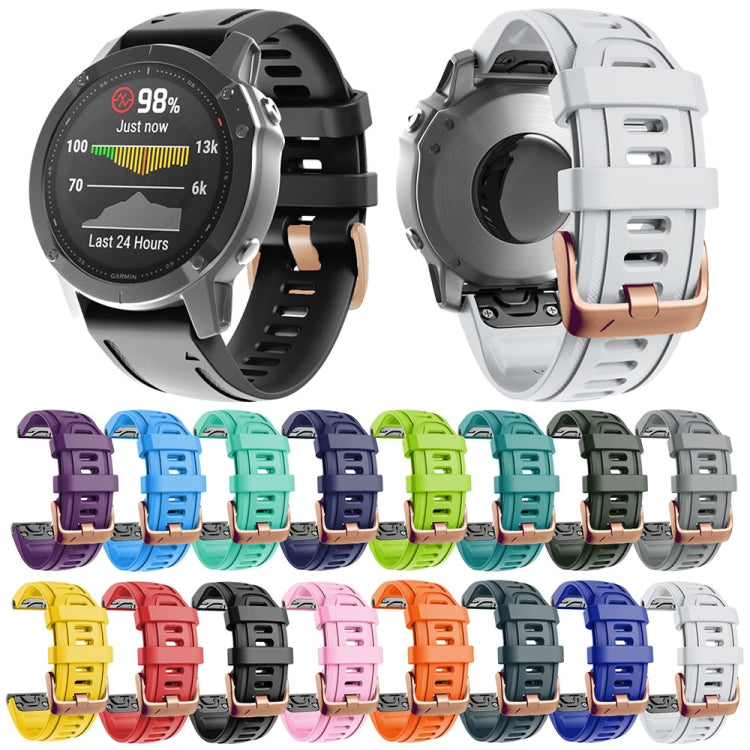 For Garmin Fenix 7S / 6S Pro / 5S Plus 20mm Rose Gold Buckle Silicone Watch Band(Pink) - Watch Bands by PMC TechLife | Online Shopping South Africa | PMC TechLife