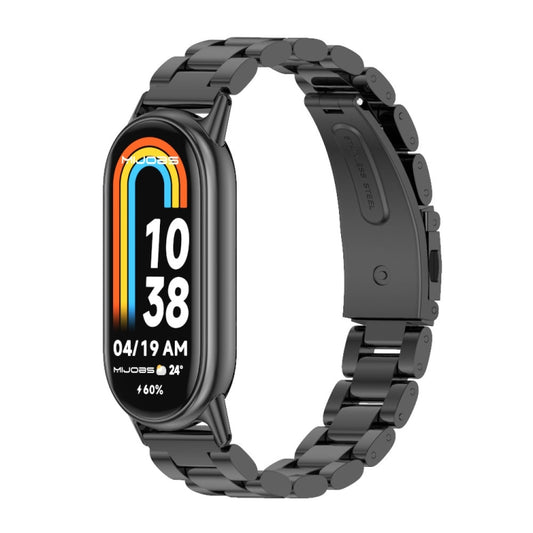 For Xiaomi Mi Band 8 Mijobs Three Bead Stainless Steel Watch Band(Black) -  by MIJOBS | Online Shopping South Africa | PMC Jewellery