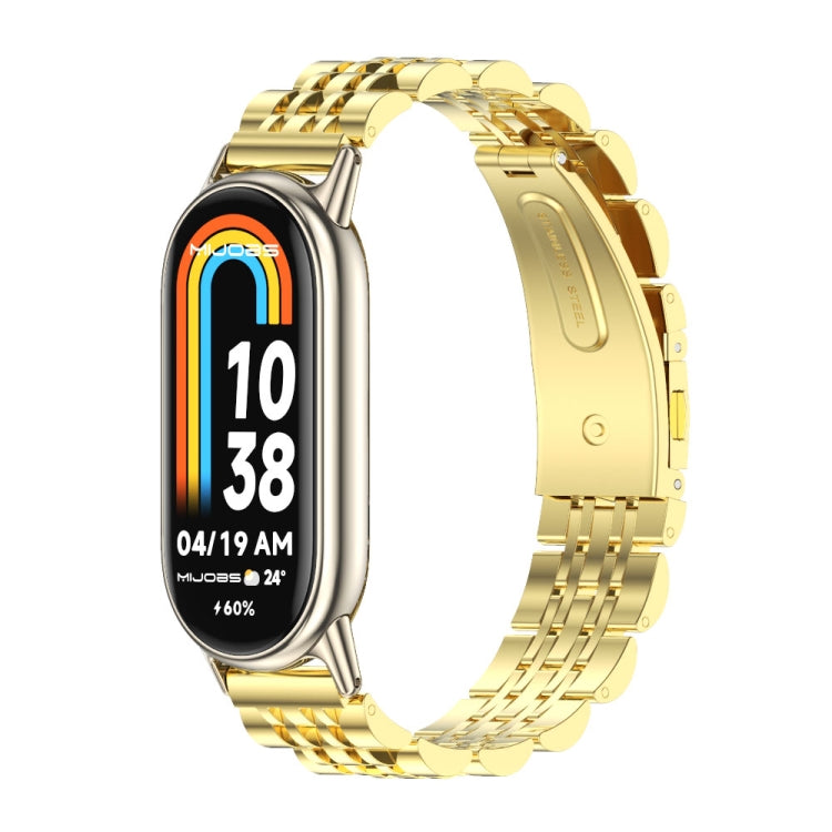 For Xiaomi Mi Band 8 Mijobs Seven Bead Stainless Steel Watch Band(Gold+Light Gold) -  by MIJOBS | Online Shopping South Africa | PMC Jewellery