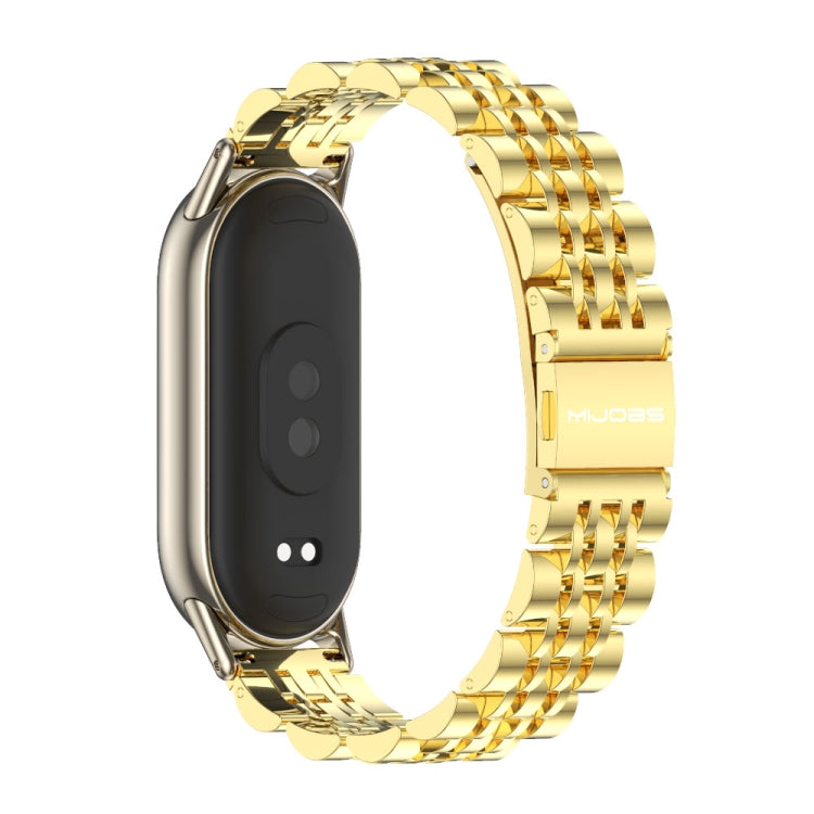 For Xiaomi Mi Band 8 Mijobs Seven Bead Stainless Steel Watch Band(Gold+Light Gold) -  by MIJOBS | Online Shopping South Africa | PMC Jewellery
